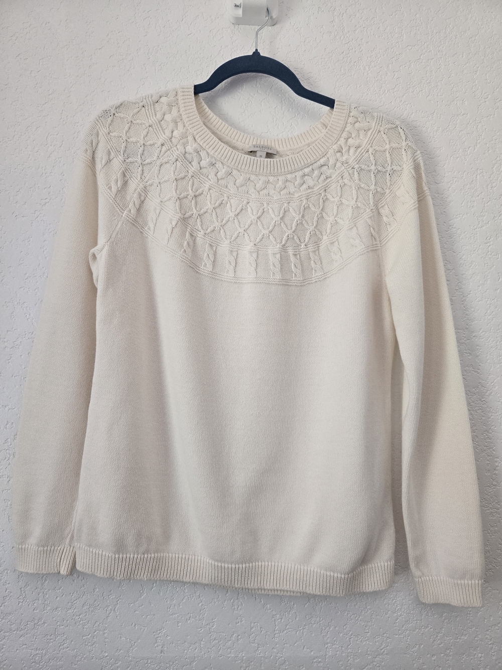 Talbots Cream Knit Yoke Crewneck Sweater